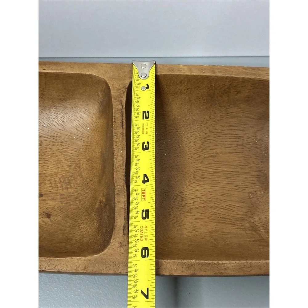 Pottery Barn Serving Bowl Unisex OS Brown Good Wooden Divided Dough Bowl Set